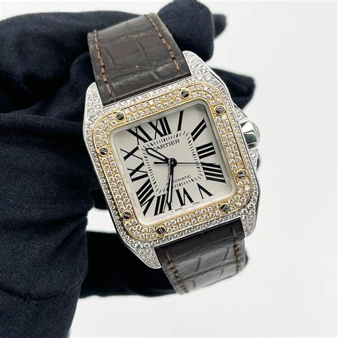 bracelet cartier santos dumont|cartier santos 100 diamond bezel.